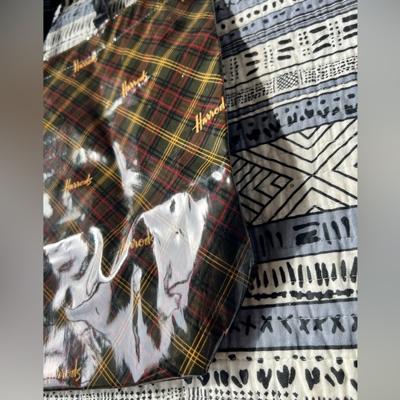 Vintage Harrods Plaid Brown Stylish Handheld Tote Bag Old Money Preppy Prep - Picture 6 of 13